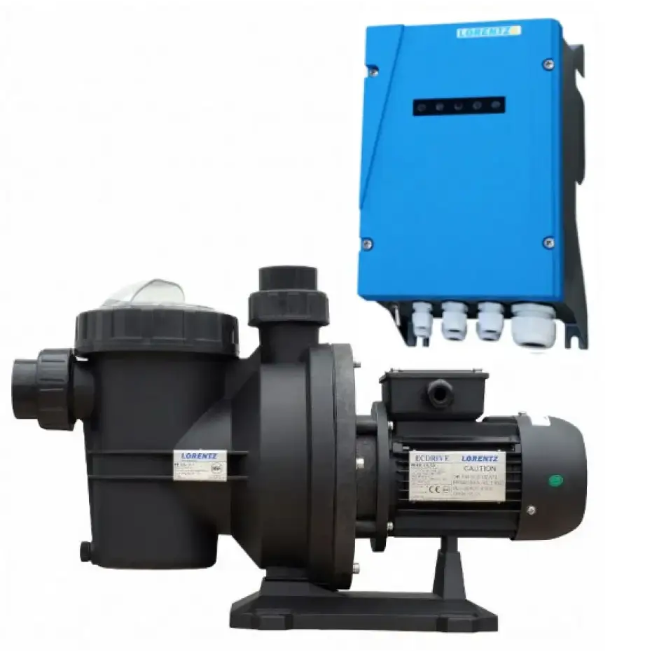 Lorentz PS2-600 solcellspumppaket med CS-17-1, svart pump och blå kontrollbox