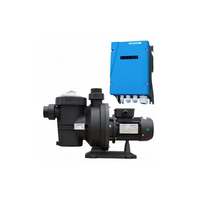 Svart Lorentz PS2-600 poolpump med blå panel och CS-17-1, Efficiency Max