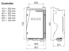 Lorentz solcellspumppaket PS2-600 controller med grå metallkåpa och ventilationsflänsar
