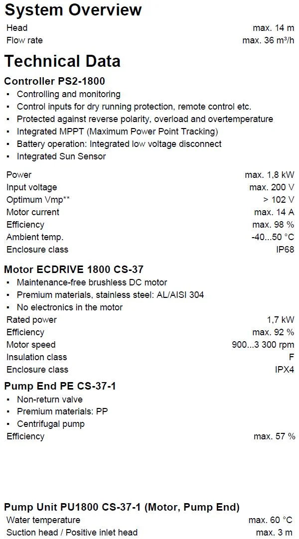 Lorentz Solcellspumppaket PS2-1800 CS-37-1