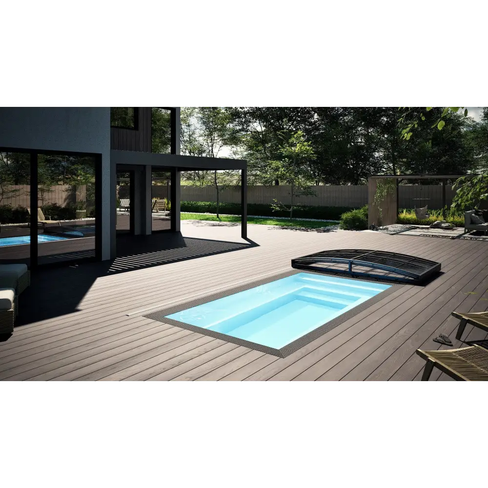 Minipool Wellness pool 3×3 m med rektangulär pool och svart lock