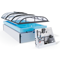 Modern Minipool Wellness pool 3×3 m med vit pool, glas tak och filtrering