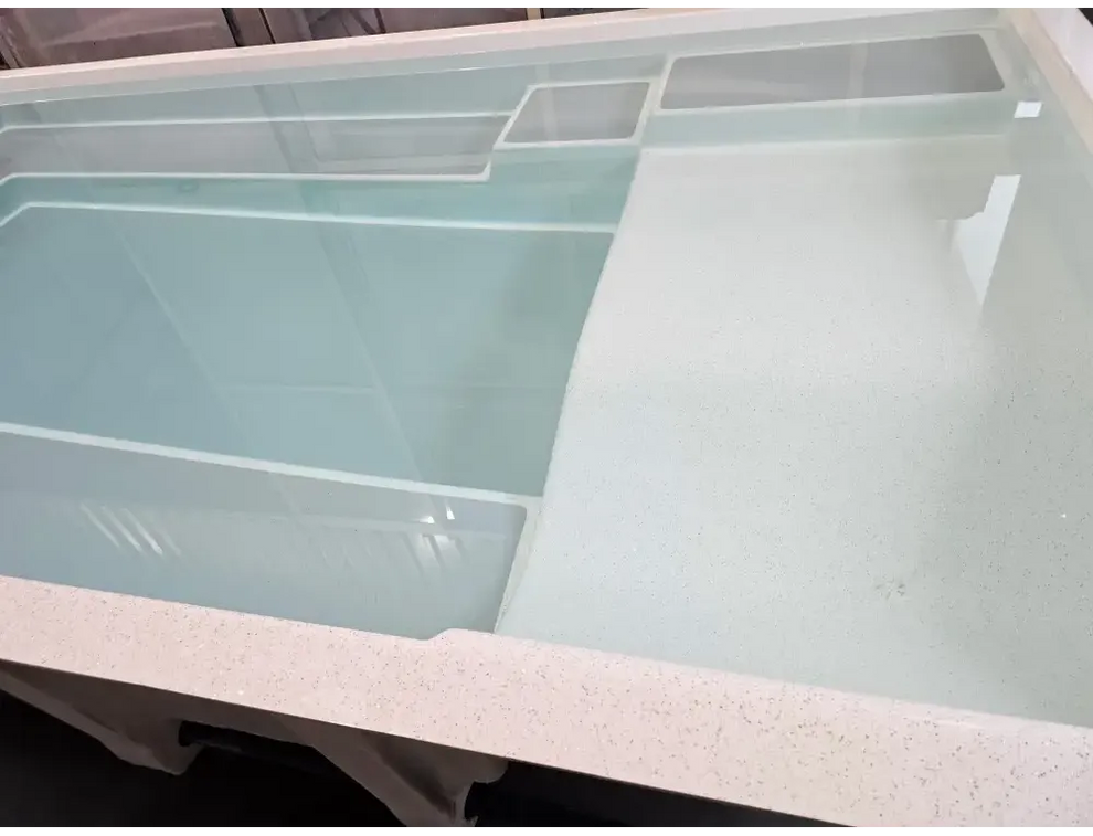 Snygg vit plastorganisator för wellness pool ovanmark, mira390 388x228x80