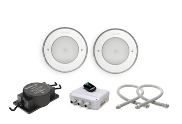 Varje paket innehåller fyra infällda LED-lampor med metallramar