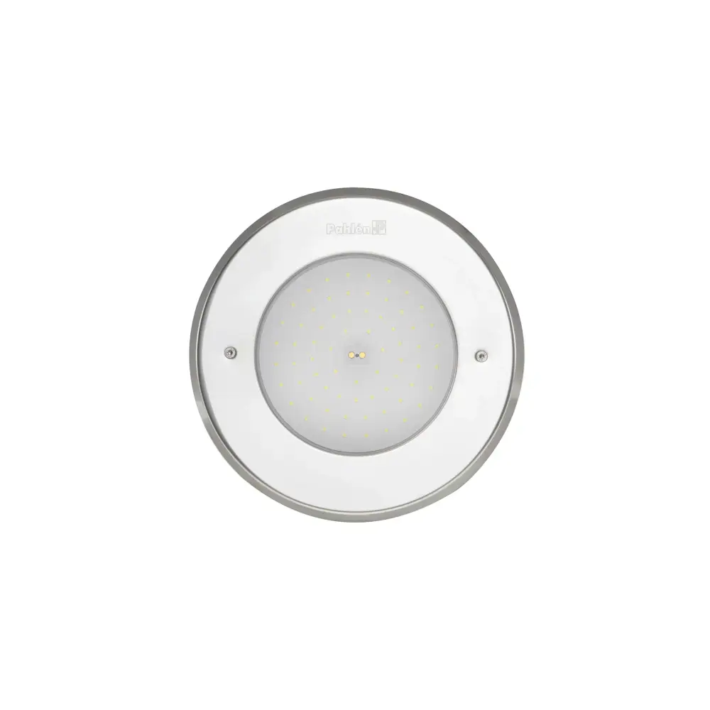 Cirkulär vit LED-taklampa i rostfritt syrafast stål med silverkant och Fahl&Co