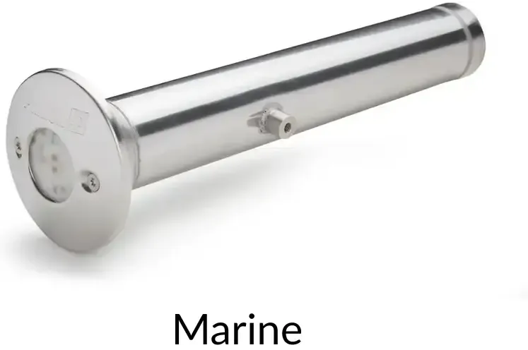 Pahlen Spotlights Belysningspaket PREMIUM+ rostfritt stål cylindrisk marinljus med polerad finish och integrerat LED-hus