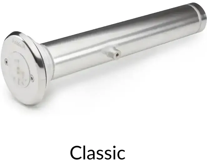 Rostfri cylindrisk högtalare med polerad finish i Pahlen Spotlights PREMIUM+