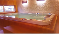 Vit PassionSpa Aquatic 1 Swim Spa i Sport Collection, vit rektangulär med träomfattning