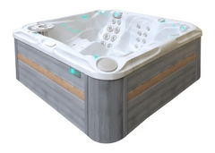 Vit spabad PassionSpa Delight Signature Collection med trädetaljer, jetmunstycken och högtalare