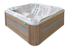 PassionSpa Delight Spabad med vit träimitation, jetstrålar, LED-belysning