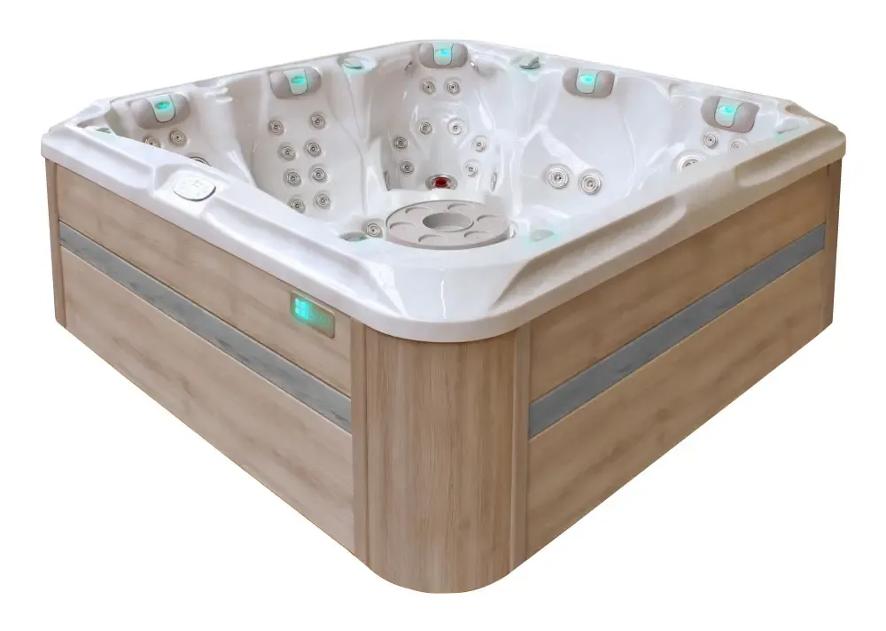 PassionSpa Devotion Signature med vit träpanel och LED-belysning