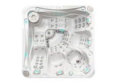 PassionSpa Devotion Signature vitvarmbad med sittplatser, jetmunstycken och teal LED-belysning