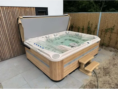 PassionSpa Ecstatic Mighty Wave spabad i beige trä med grå täck