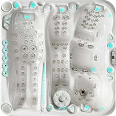 Vitvarm PassionSpa Euphoria Mighty Wave spabad med blå LED-ljus och jetmunstycken