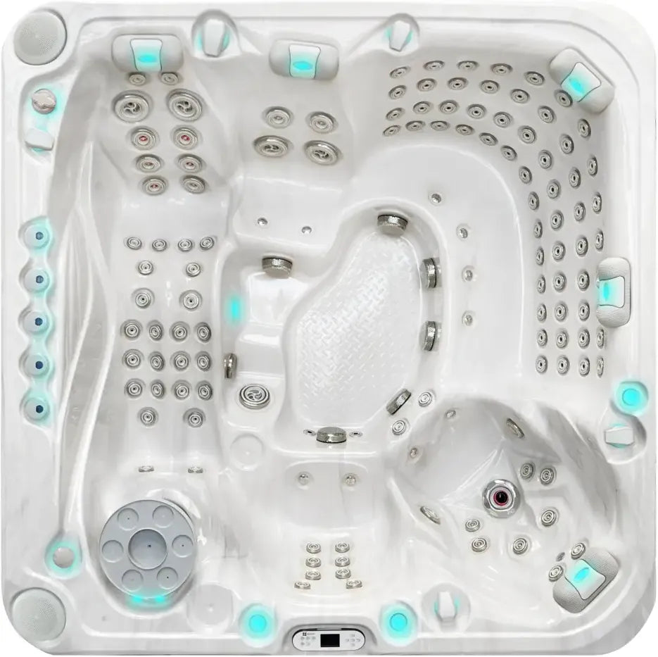 Vit PassionSpa Exhilarate Mighty Wave Spabad med blå LED och jetmunstycken