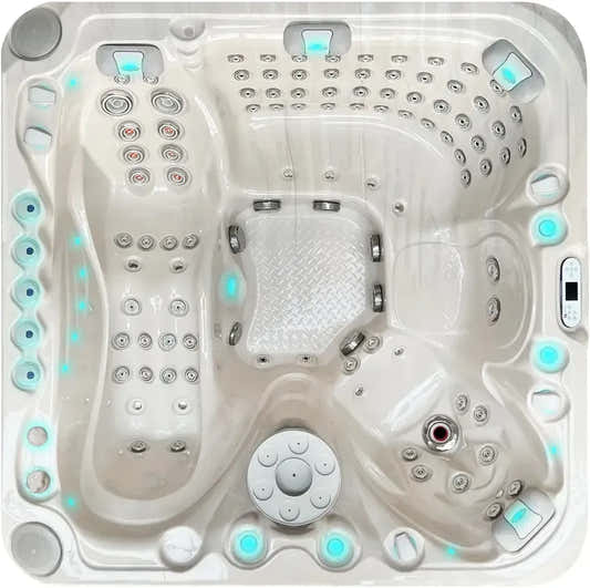 Vit PassionSpa Felicity Mighty Wave spabad med vit badkar, LED-belysning och jetmunstycken
