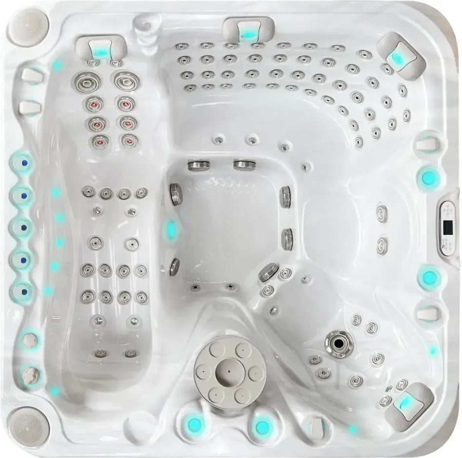 Vit PassionSpa Felicity Mighty Wave spabad med vit varmbadkar, LED-belysning och jetmunstycken