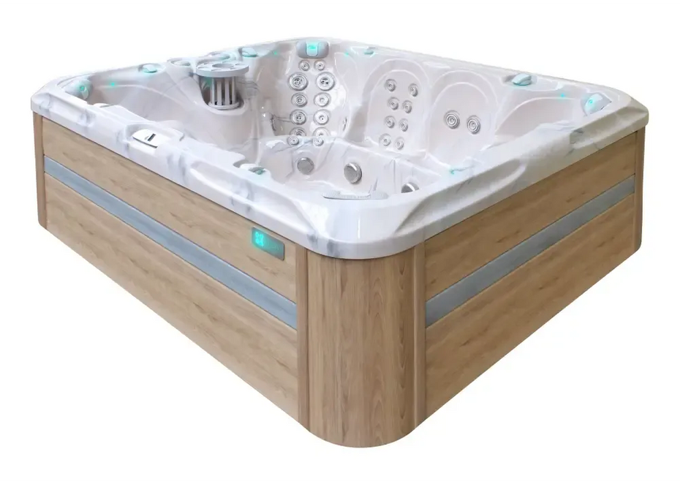 PassionSpa Harmony vitrinskåp med LED-belysning i vitt och ljust trä