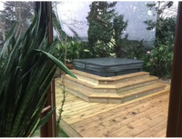 Mörkgrå PassionSpa Relax Spabad Pure Collection med trädäck och steg