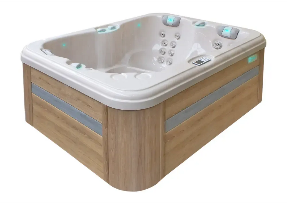 PassionSpa Renew Spabad Pure Collection i krämfärg med träpaneler