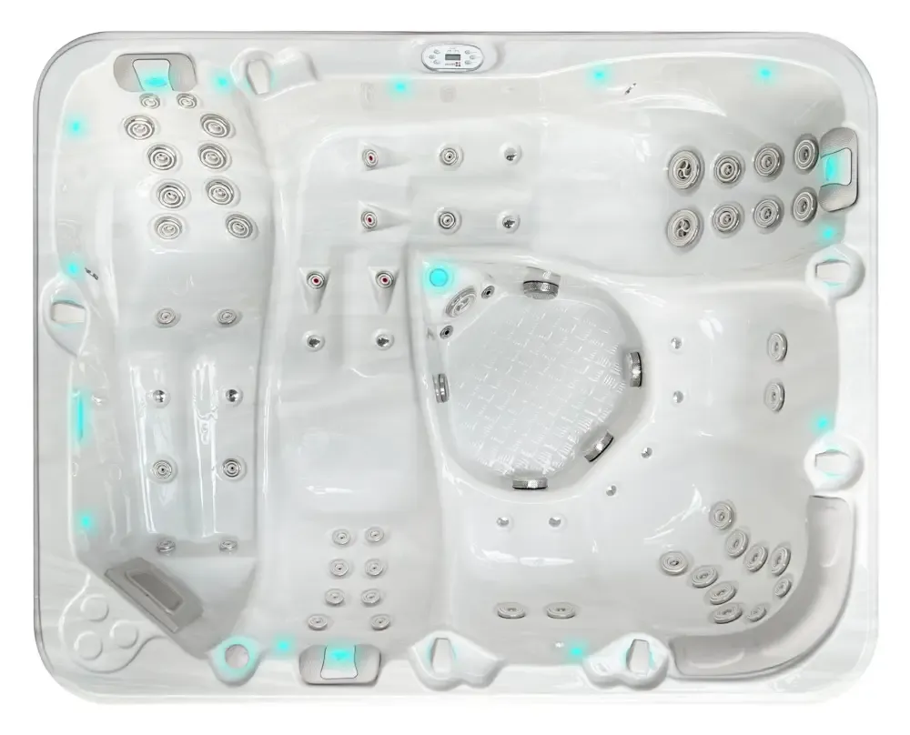 Vit PassionSpa Repose Spabad – Pure Collection, vit med blå LED-belysning och jetmunstycken