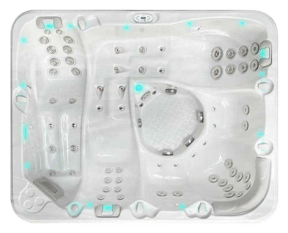 Vit PassionSpa Repose Spabad – Pure Collection, vit med blå LED-belysning och jetmunstycken