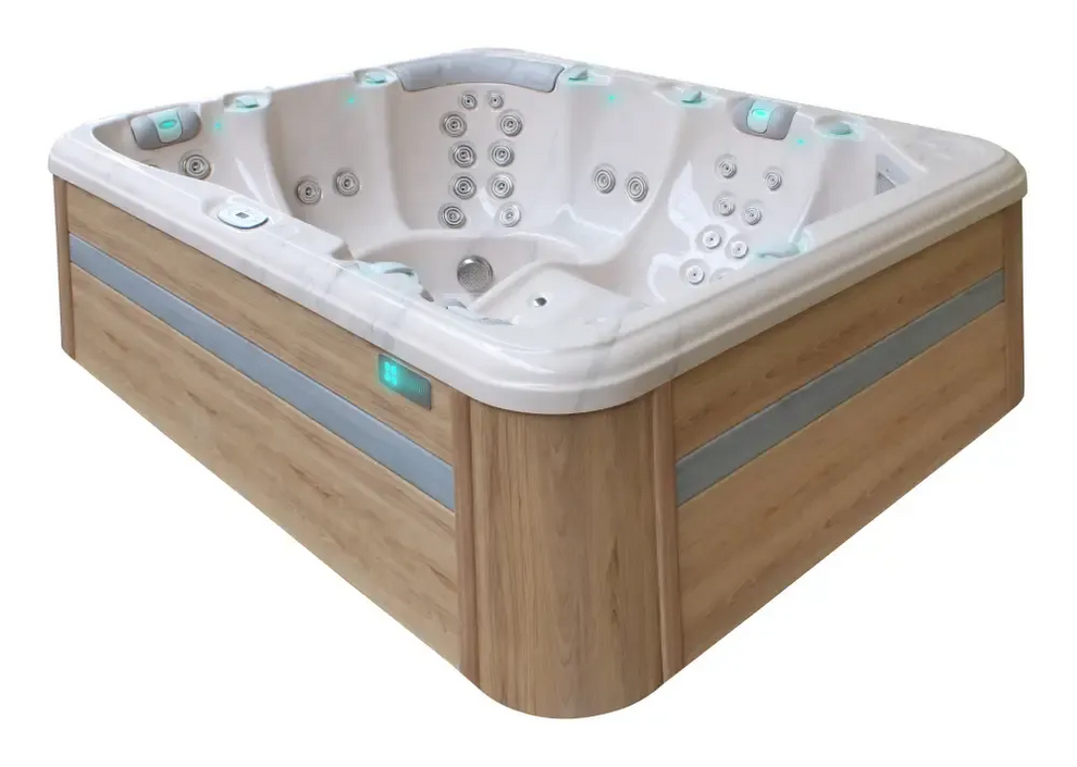 Modern vit och träimitation PassionSpa Repose Spabad med LED-belysning