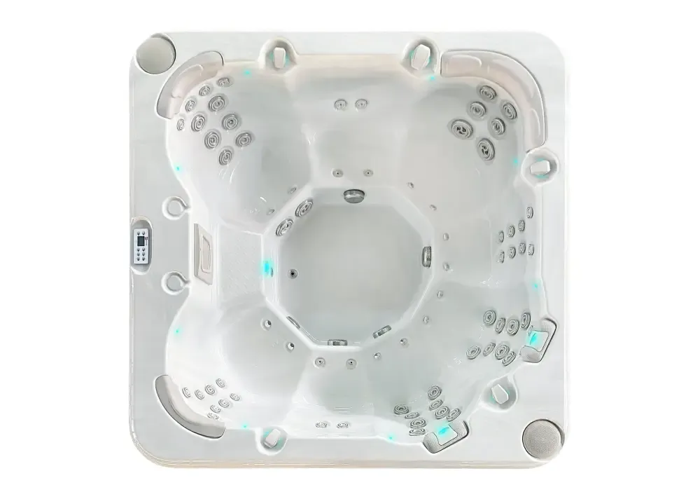 Vit PassionSpa Resettle Spabad – Pure Collection, vit akryl med sittplatser, jetstrålar och blå LED-belysning
