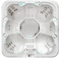 Vitvitt badkar PassionSpa Rewind Spabad Pure Collection med sittplatser, jetstrålar och blå LED-belysning