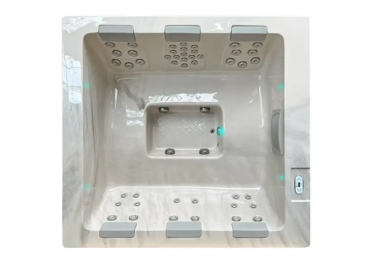 Modern vit marmormönstrad PassionSpa Serene 6 bubbelbad med jetmunstycken