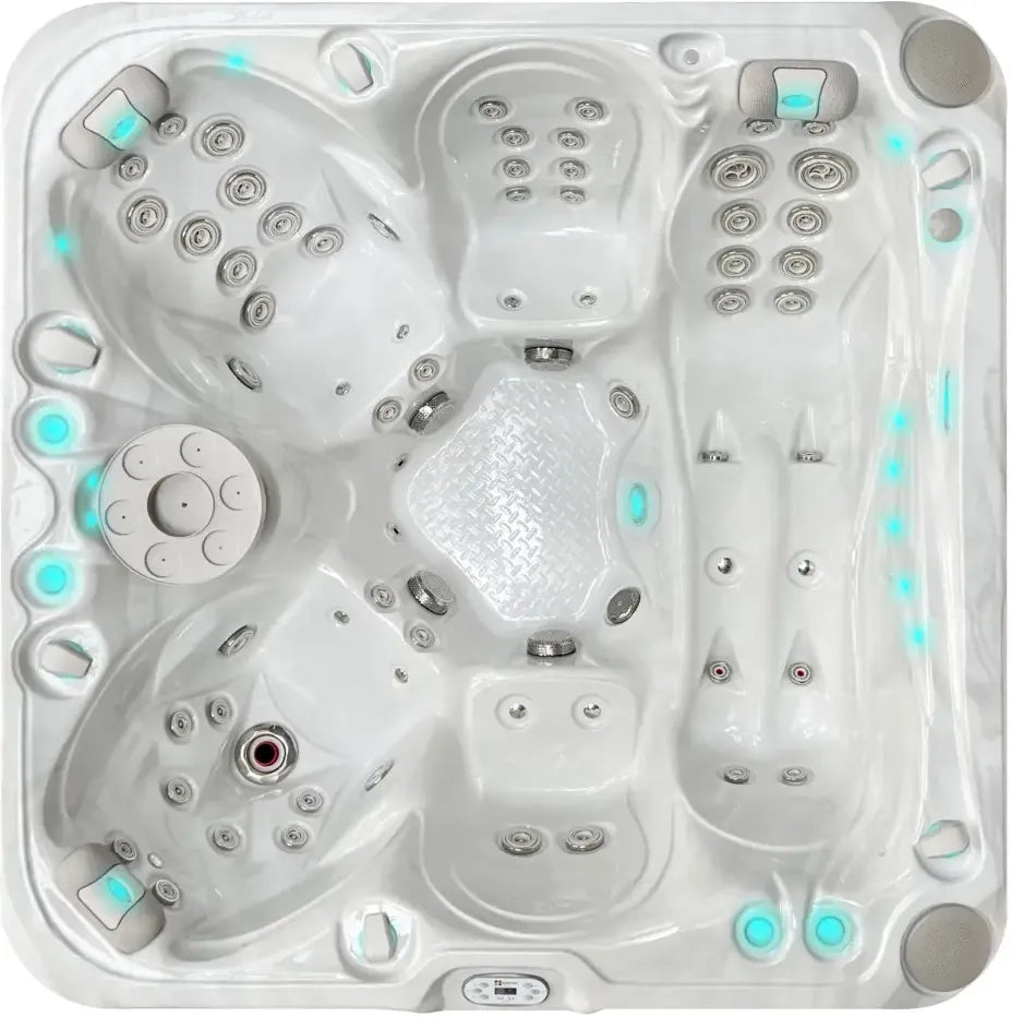 PassionSpa Solace Signature med blå LED-belysning och silvermunstycken
