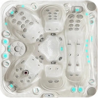 PassionSpa Solace Spabad med blå LED-belysning och silvermunstycken