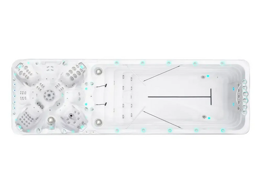 Vit PassionSpa Vitality Deep Swim Spa med jetplatser och blå belysning