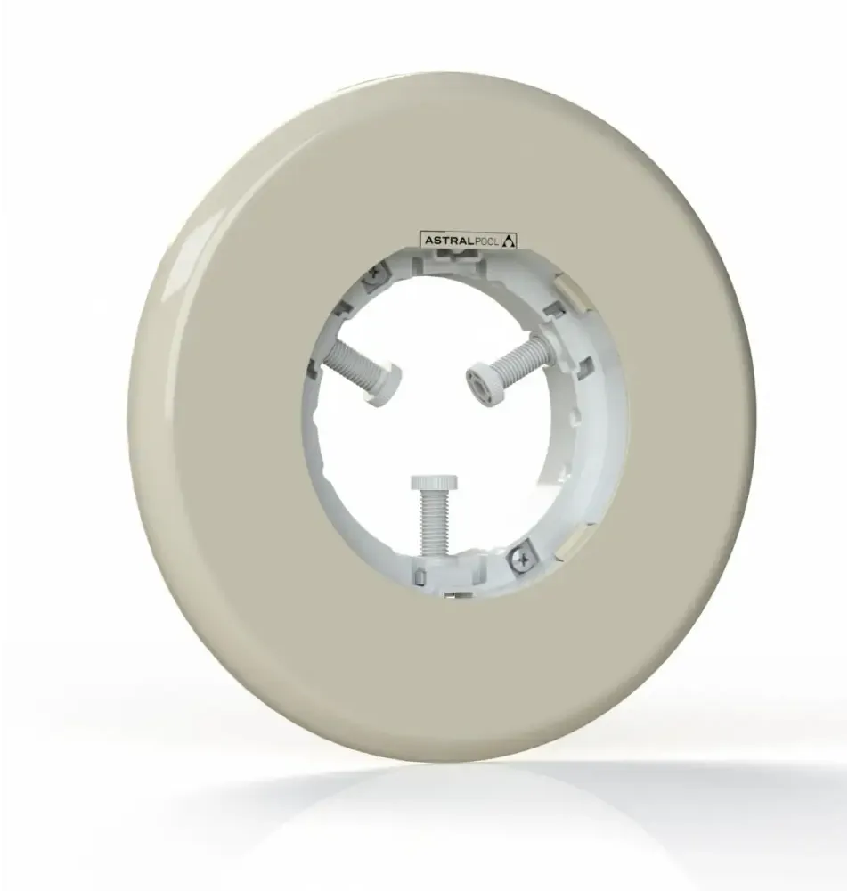 Vit cirkulär LED poollampa Lumiplus Flexi i beige med sken