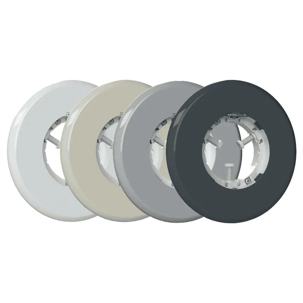 Vit cirkulär LED poollampa Lumiplus Flexi med mjukt sken i vit, beige, grå och svart