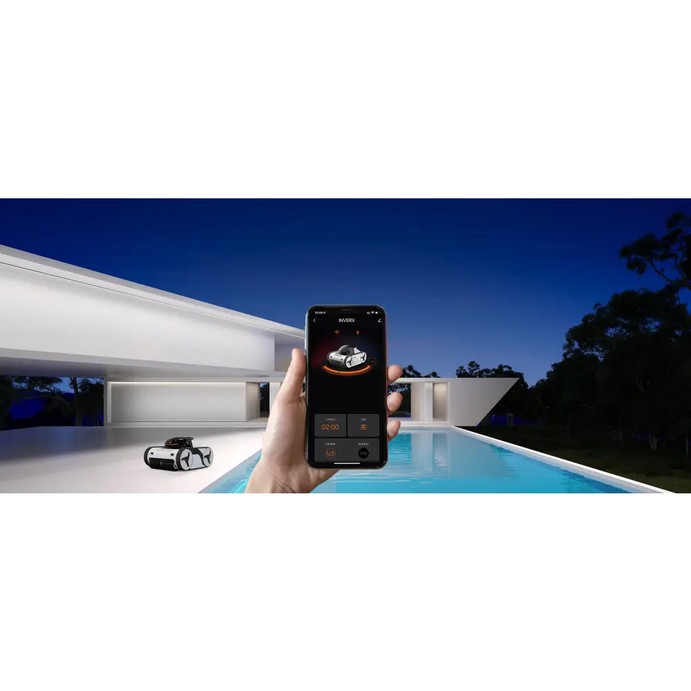 Svartvit robotdammsugare XWarrior InverX X60 med modern design för pool