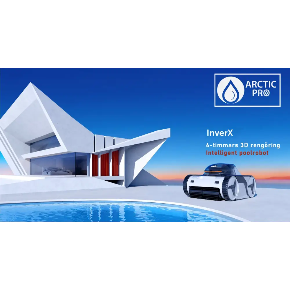Vit och svart XWarrior InverX X60 poolrobot med futuristisk design