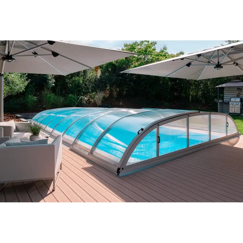 Klar kanalplast pooltak Box Dallas 3x6 med silver ram