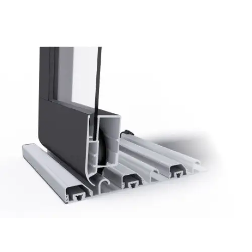 Pooltak Dallas 4×8 med silver aluminiumprofil, svartlackerad sida och glas