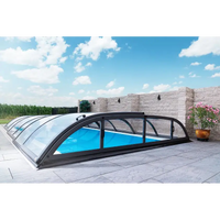 Pooltak Dallas 4×8 med svart ram och genomskinliga glas