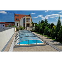 Pooltak Dallas 4×8 med ihopsatt transparent valv och metallram