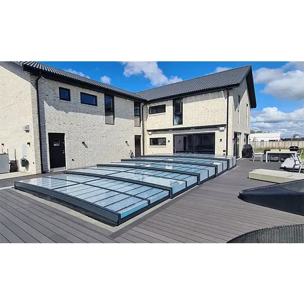 Pooltak ICON 3.5×7 med sarg klarplast antracit, okrossbar 3mm polykarbonat