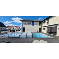 Modern Pooltak ICON 3.5×7 med sarg klarplast antracit i okrossbar 3mm polykarbonat