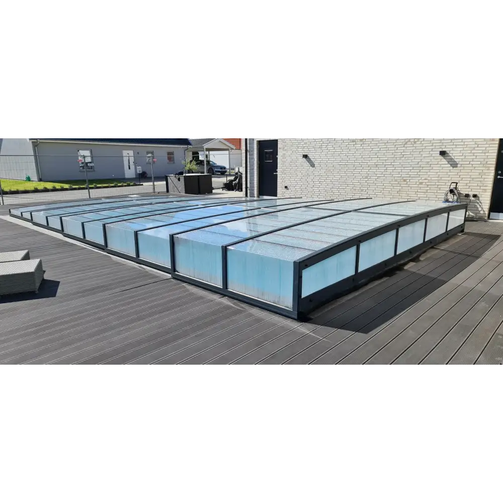 Modern Pooltak ICON med klarplast antracit utan sarg