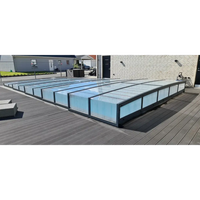 Pooltak ICON 3x6 med sarg klarplast antracit, modern glastak med svart ram