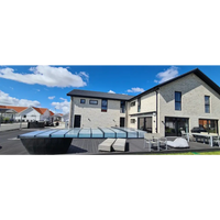 Modern tvåvåningshus med pooltak ICON 3×6 sarg klarplast antracit