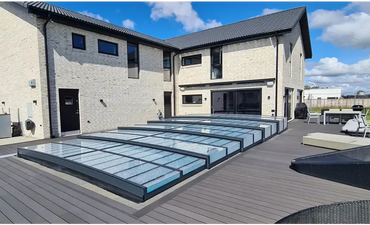 Pooltaket Icon med sarg klarplast i antracit, modern glasdesign