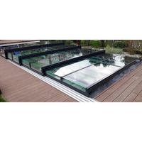 Pooltak ICON 4.5×9 sarg klarplast antracit över trädeck