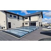 Pooltak ICON 4x8 med sarg klarplast antracit, modern glasdesign