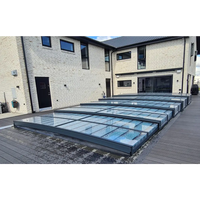 Pooltak ICON 4x8 uden ramme klarplast antracit med glas takpaneler